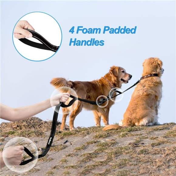 Double Dog Leash, No Tangle Dual Leash, Reflective Walking Training Lead - Picture 5 of 7